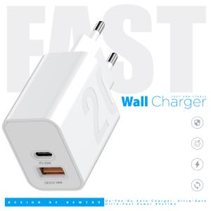 NEWTOP CM78 CARICATORE DA MURO QC 3.0 + PD 20W CON CAVO TYPE-C/TYPE-C