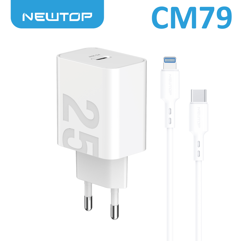 NEWTOP CM79 CARICATORE DA MURO PD 25W CON CAVO TYPE-C/LIGHTNING