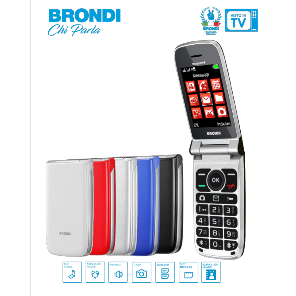 BRONDI CELLULARE MAGNUM 4 FLIP DUAL SIM SILVER