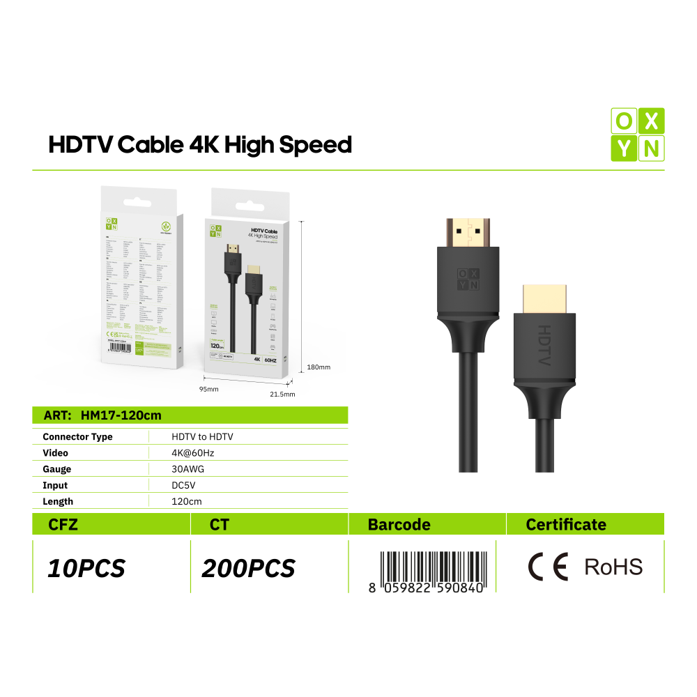 OXYN HM17 HDTV A HDTV 4K 60HZ 2.0V 120CM