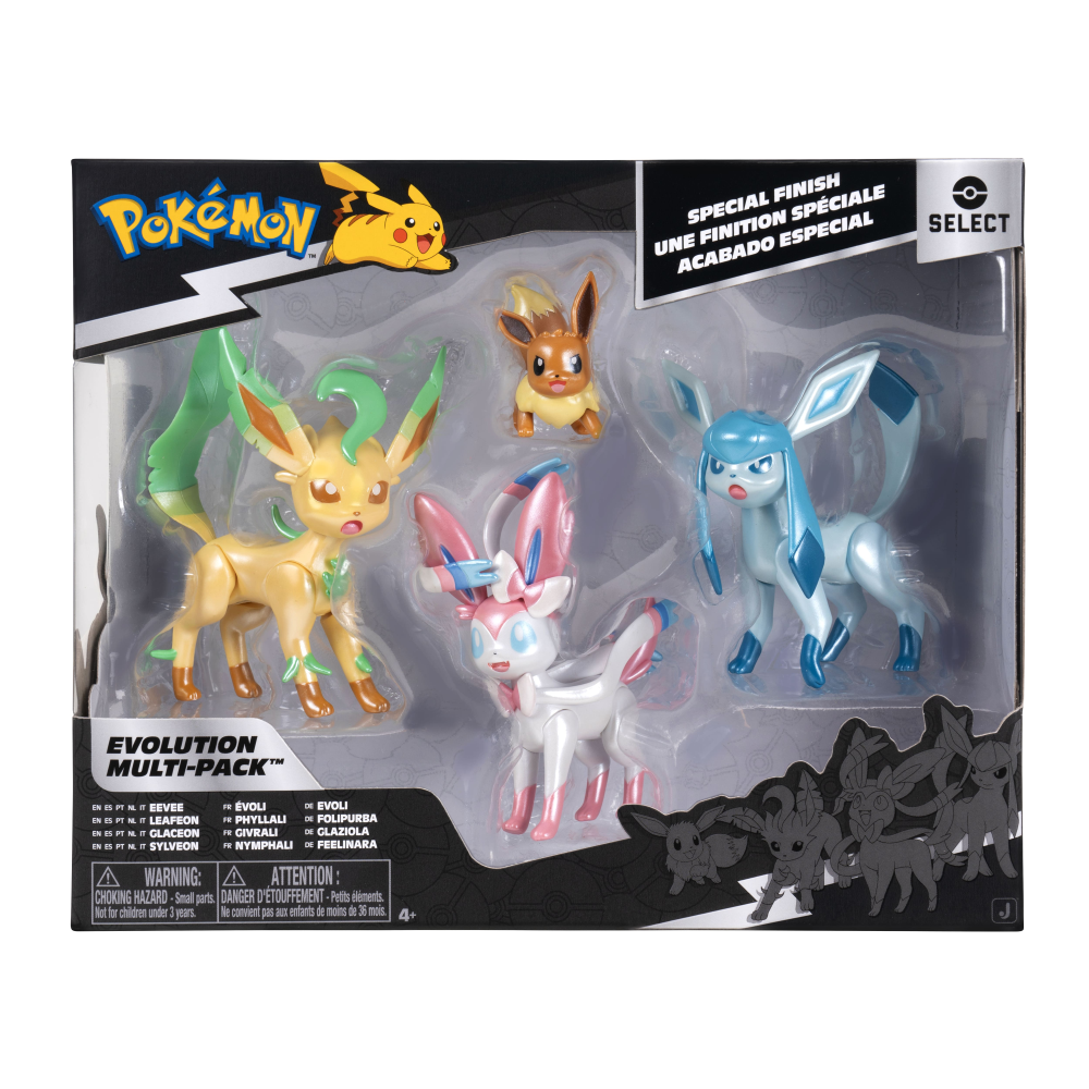 Rei Toys - Pokémon Select Evolution Multipack 4 personaggi - Eevee (Eevee, Leafeon, Glaceon, Sylveon) - PK083600