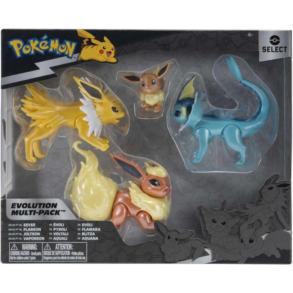 Rei Toys - Pokémon Select Evolution Multipack 4 personaggi - personaggi - Eevee (Eevee, Jolteon, Vaporeon, Flareon) - PK084200