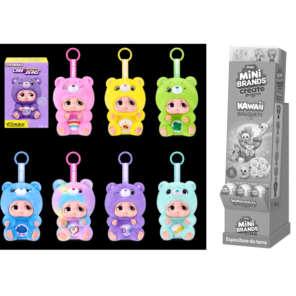 ZURU - SAD BABY CARE BEARS - KEYRINGS BLIND BOX-PAPER BOX  - 17PCS