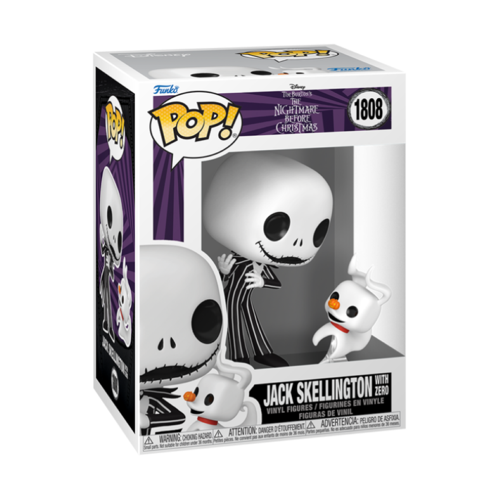 FUNKO POP THE NIGHTMARE BEFORE CHRISTMAS - VINYL FIGURE 1808 JACK AND ZERO 9CM - 93240